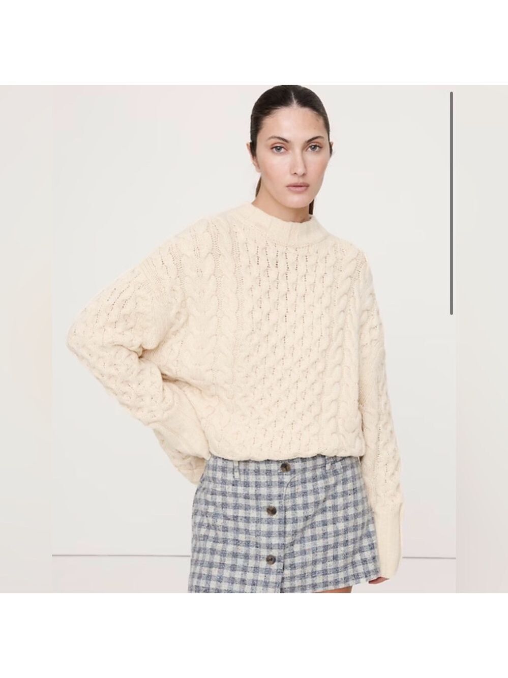 Banana Republic ITALIAN MERINO-BLEND CABLE Knit Fisherman TUNIC SWEATER NWT S